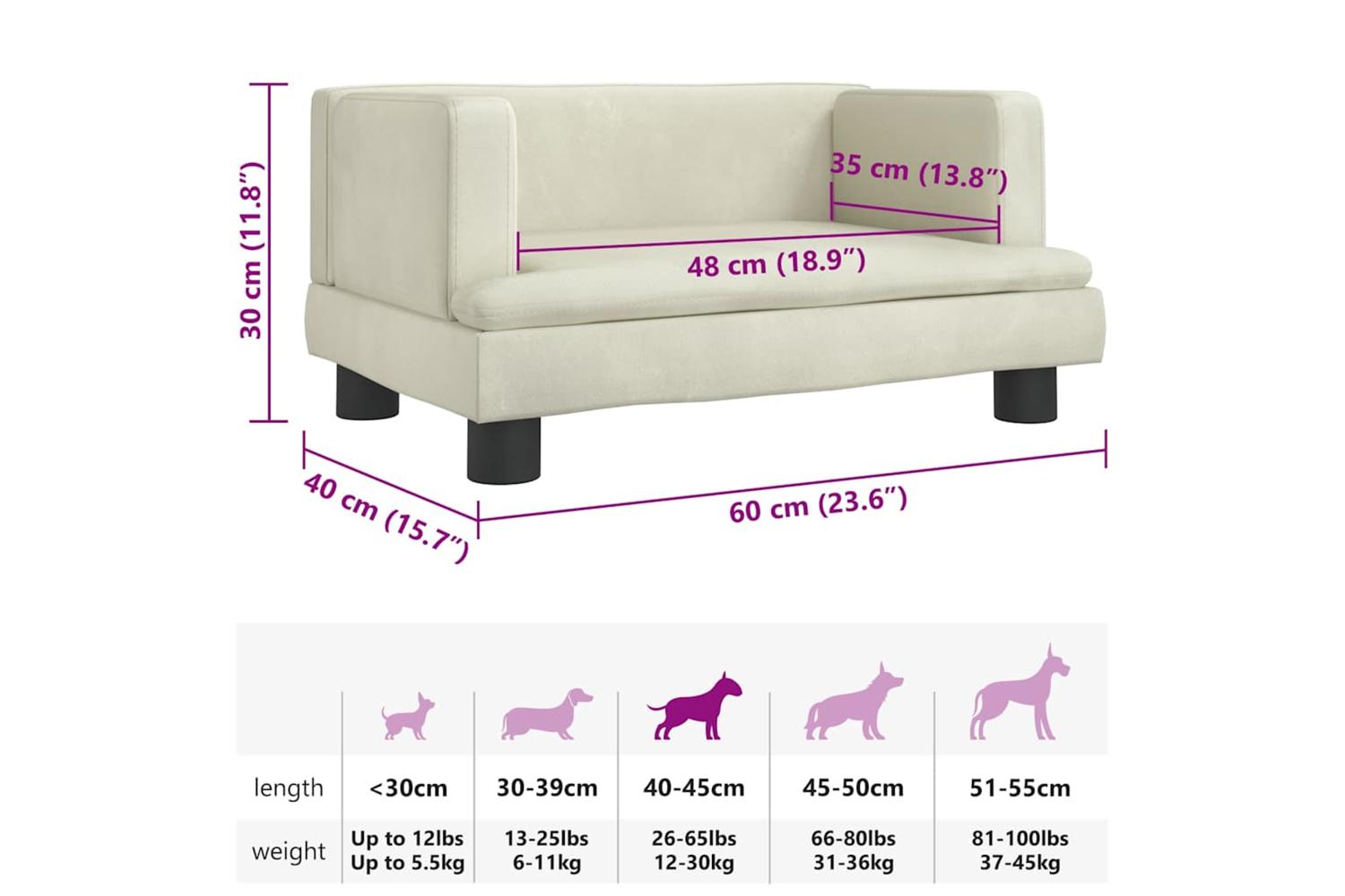 Vidaxl Dog Bed Cream 60x40x30 Cm Velvet-7