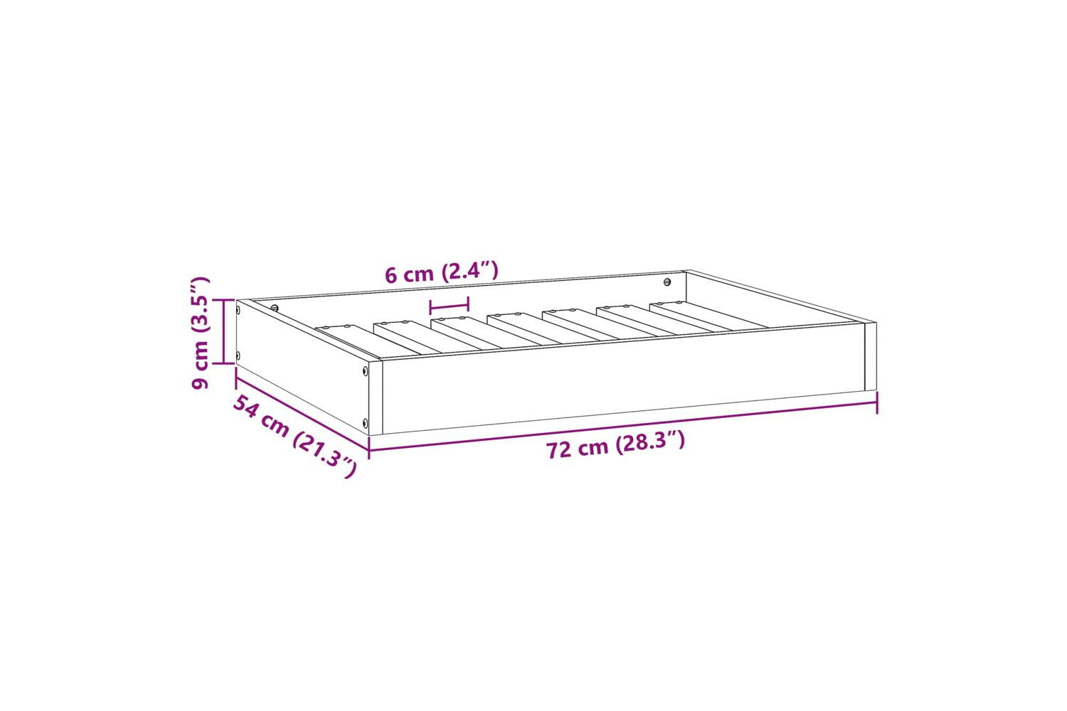 Vidaxl Dog Bed Wax Brown 72 X 54 X 9 Cm Solid Pine Wood-7