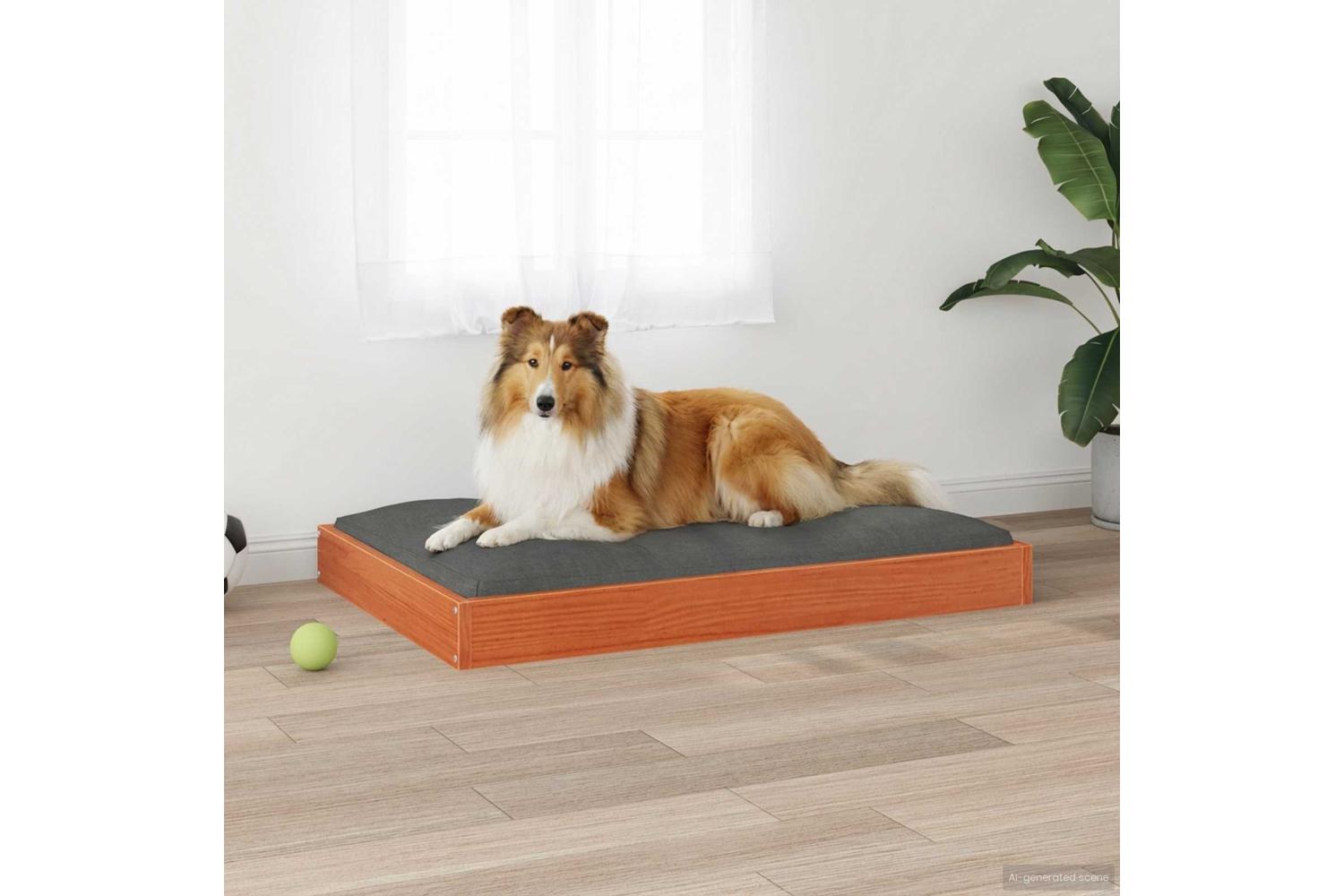 Vidaxl Dog Bed Wax Brown 92 X 64 X 9 Cm Solid Pine Wood-4