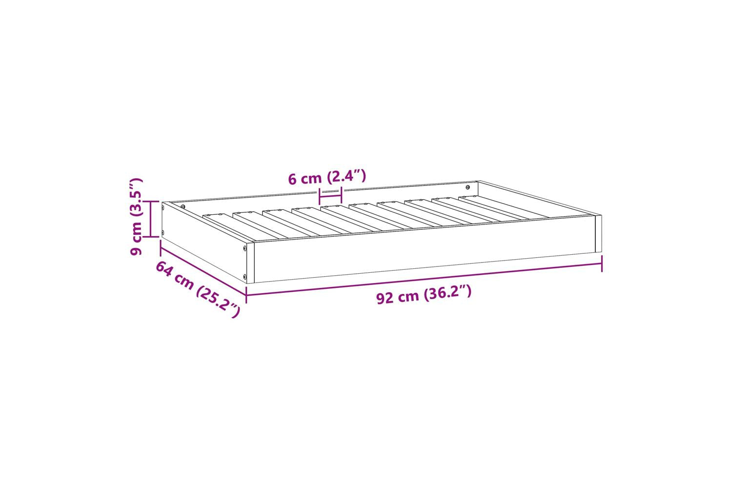 Vidaxl Dog Bed Wax Brown 92 X 64 X 9 Cm Solid Pine Wood-7