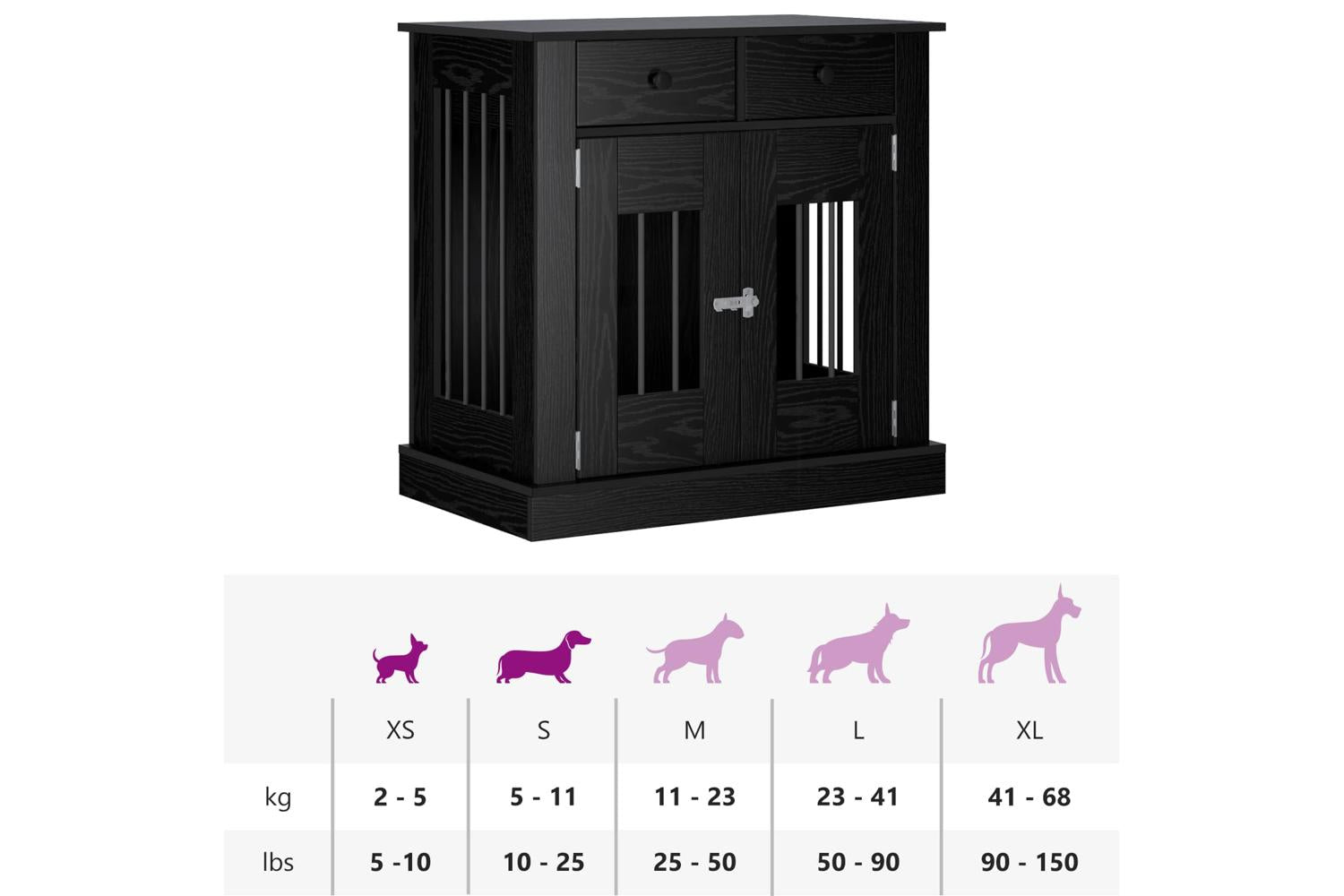 Vidaxl Dog Crate Furniture Black Oak 80 X 475 X 80 Cm Engineered Wood-9