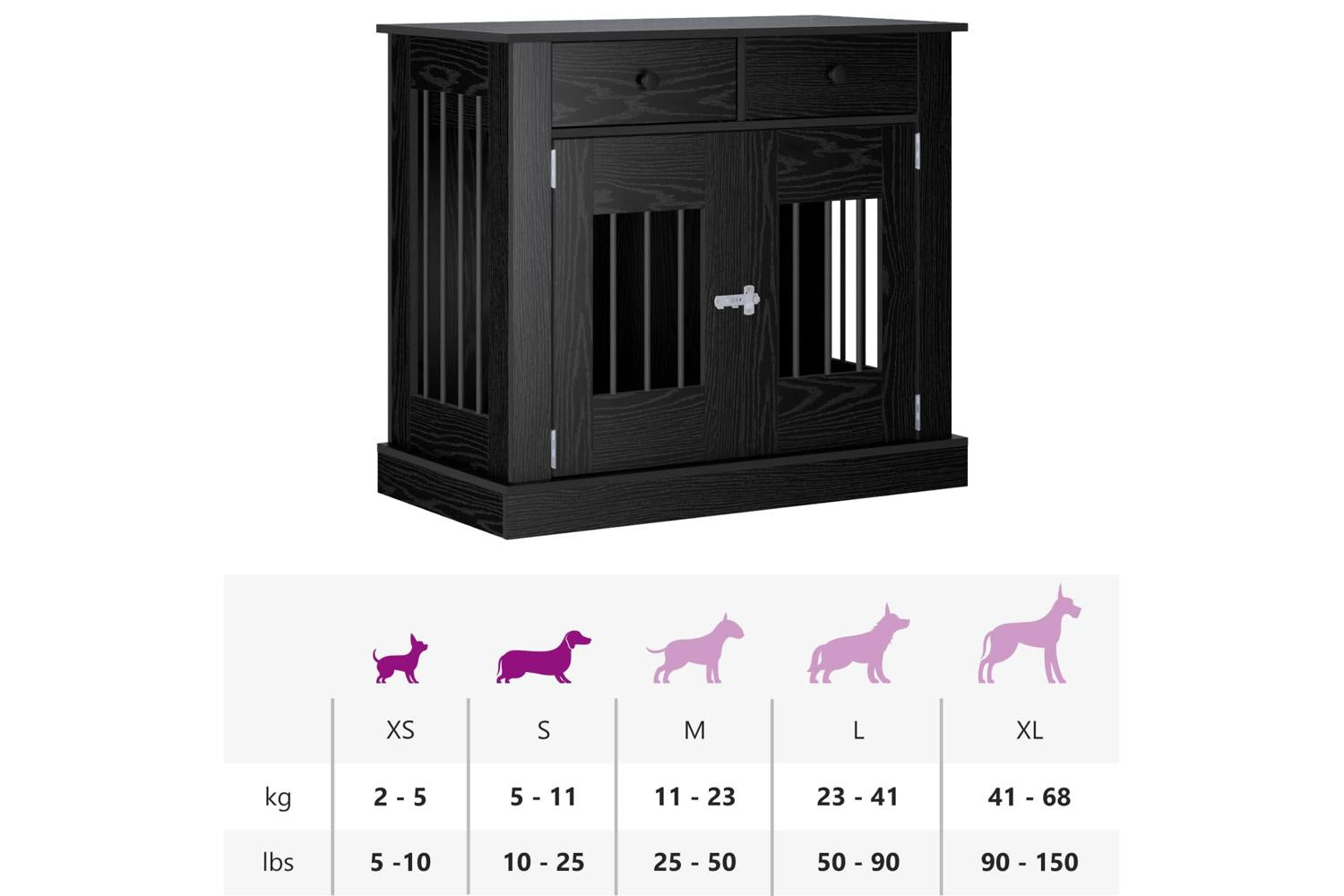 Vidaxl Dog Crate Furniture Black Oak 90 X 475 X 80 Cm Engineered Wood-9