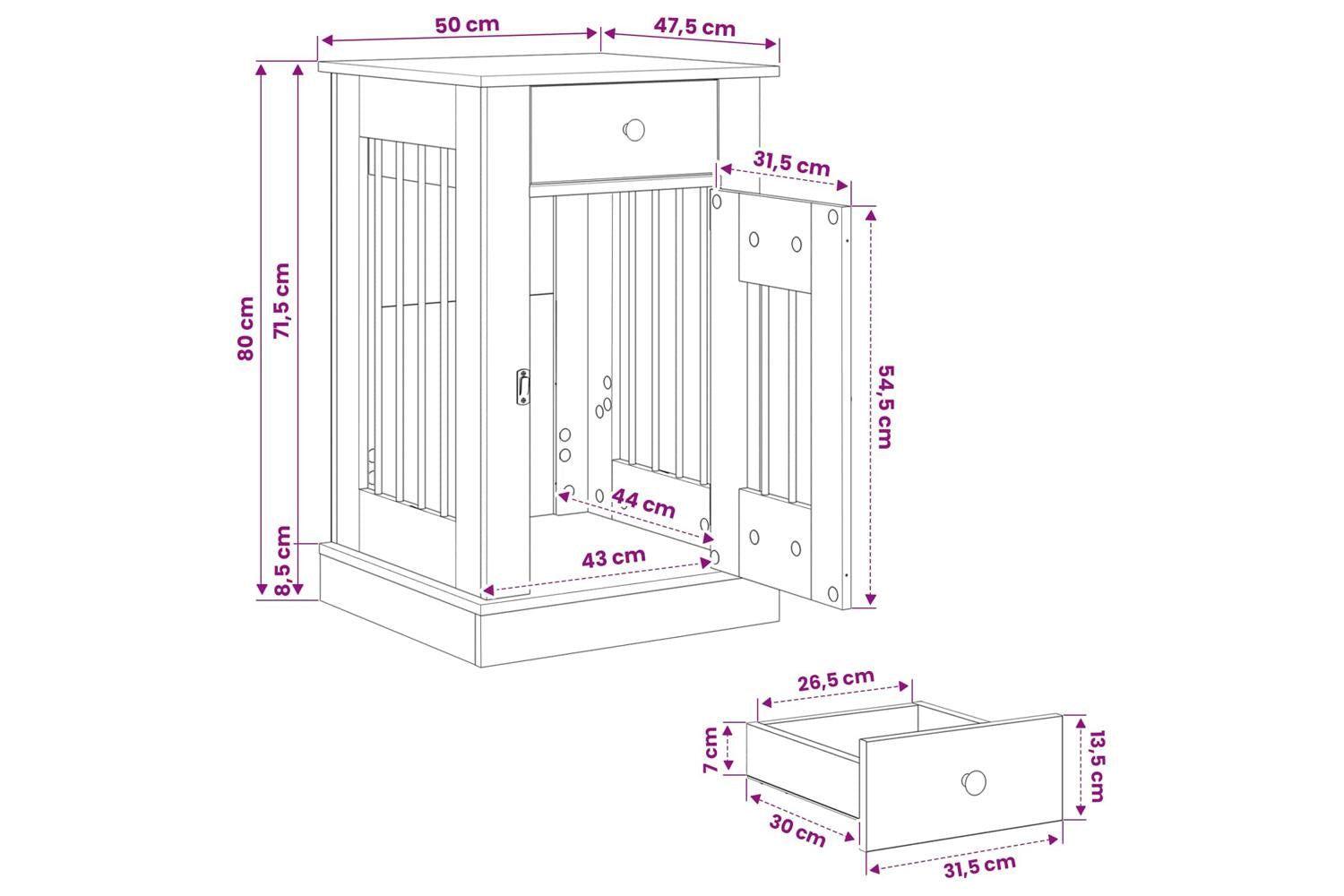 Vidaxl Dog Crate Furniture Grey Sonoma 50 X 475 X 80 Cm-9