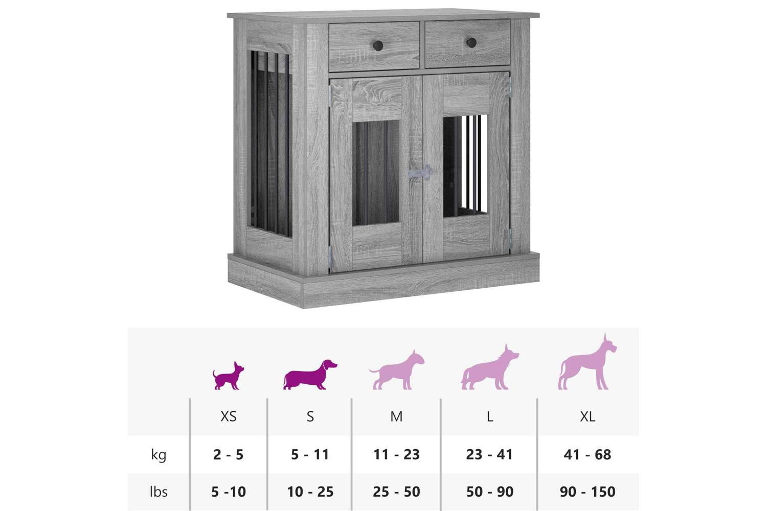 Vidaxl Dog Crate Furniture Grey Sonoma 80 X 475 X 80 Cm-9