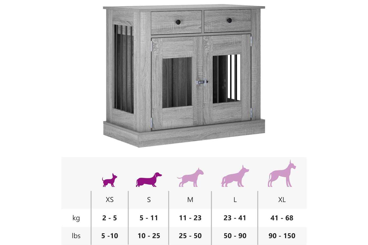 Vidaxl Dog Crate Furniture Grey Sonoma 90 X 475 X 80 Cm-9