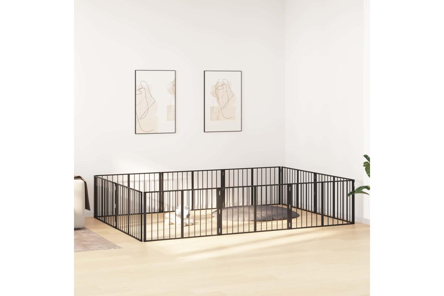 Vidaxl Dog Gate 10 Pcs Black 100 X 60 Cm Galvanised Steel-3