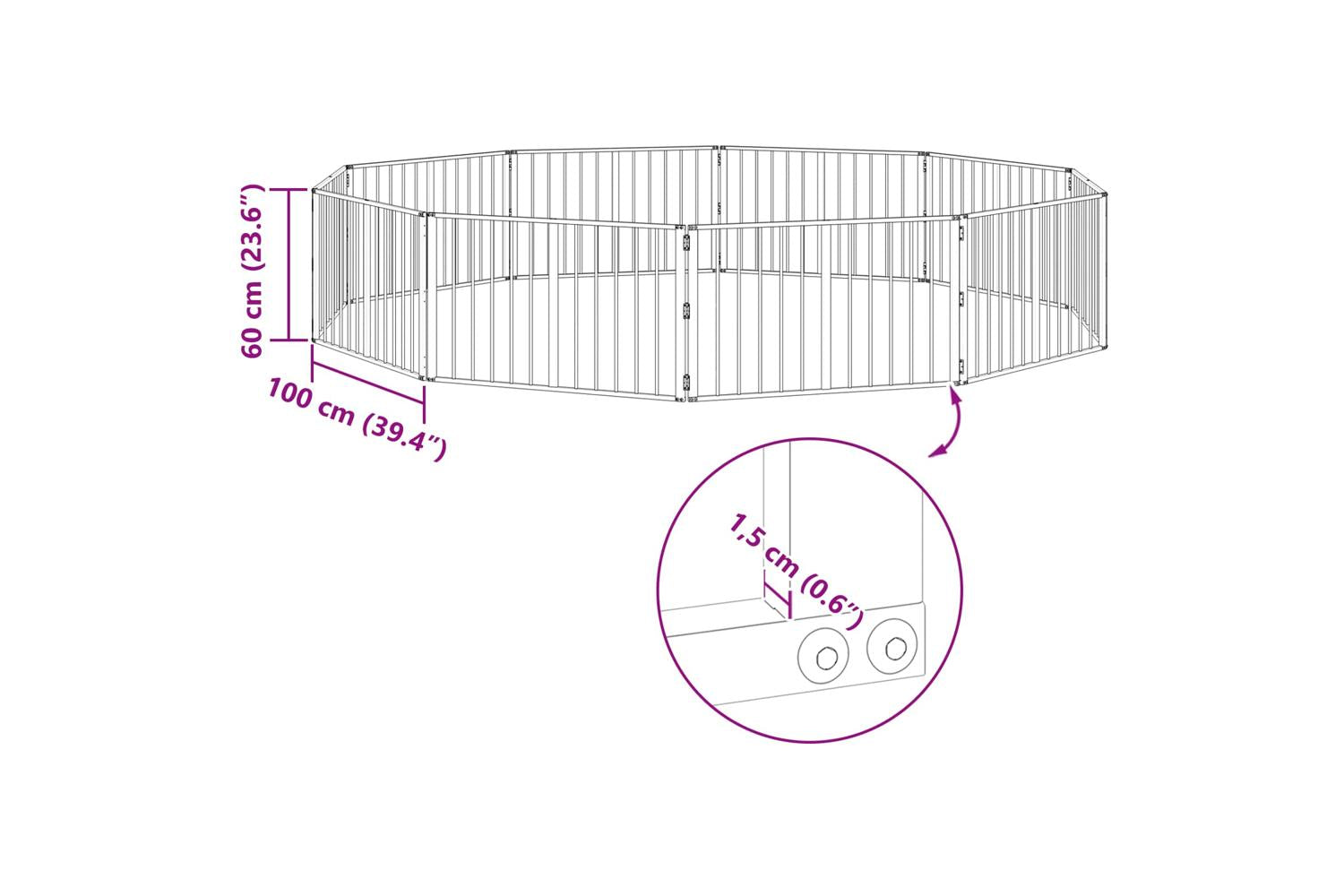 Vidaxl Dog Gate 10 Pcs Black 100 X 60 Cm Galvanised Steel-10