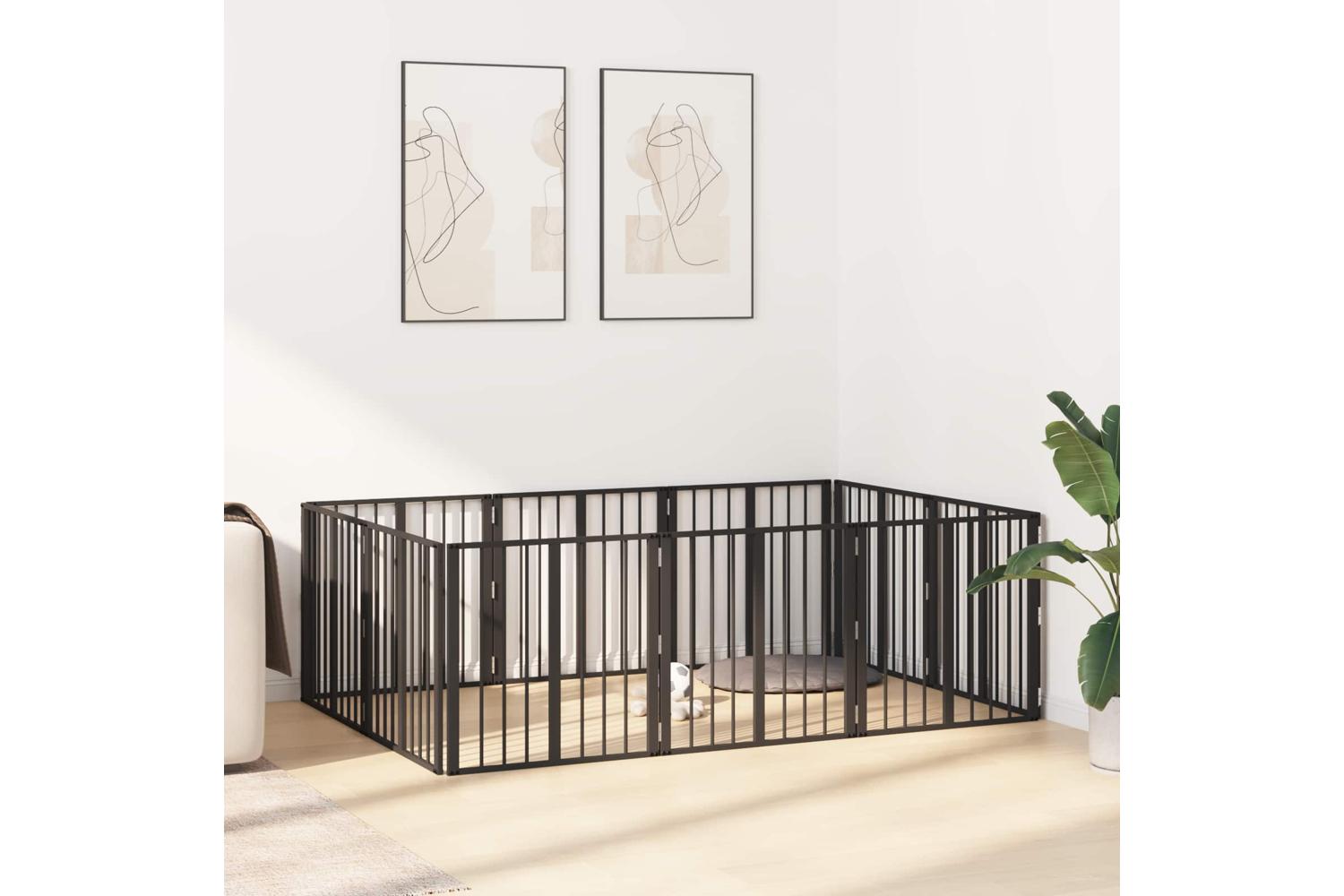 Vidaxl Dog Gate 10 Pcs Black 60 X 60 Cm Galvanised Steel-3