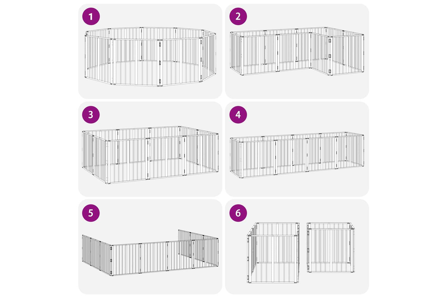 Vidaxl Dog Gate 10 Pcs Black 60 X 60 Cm Galvanised Steel-8