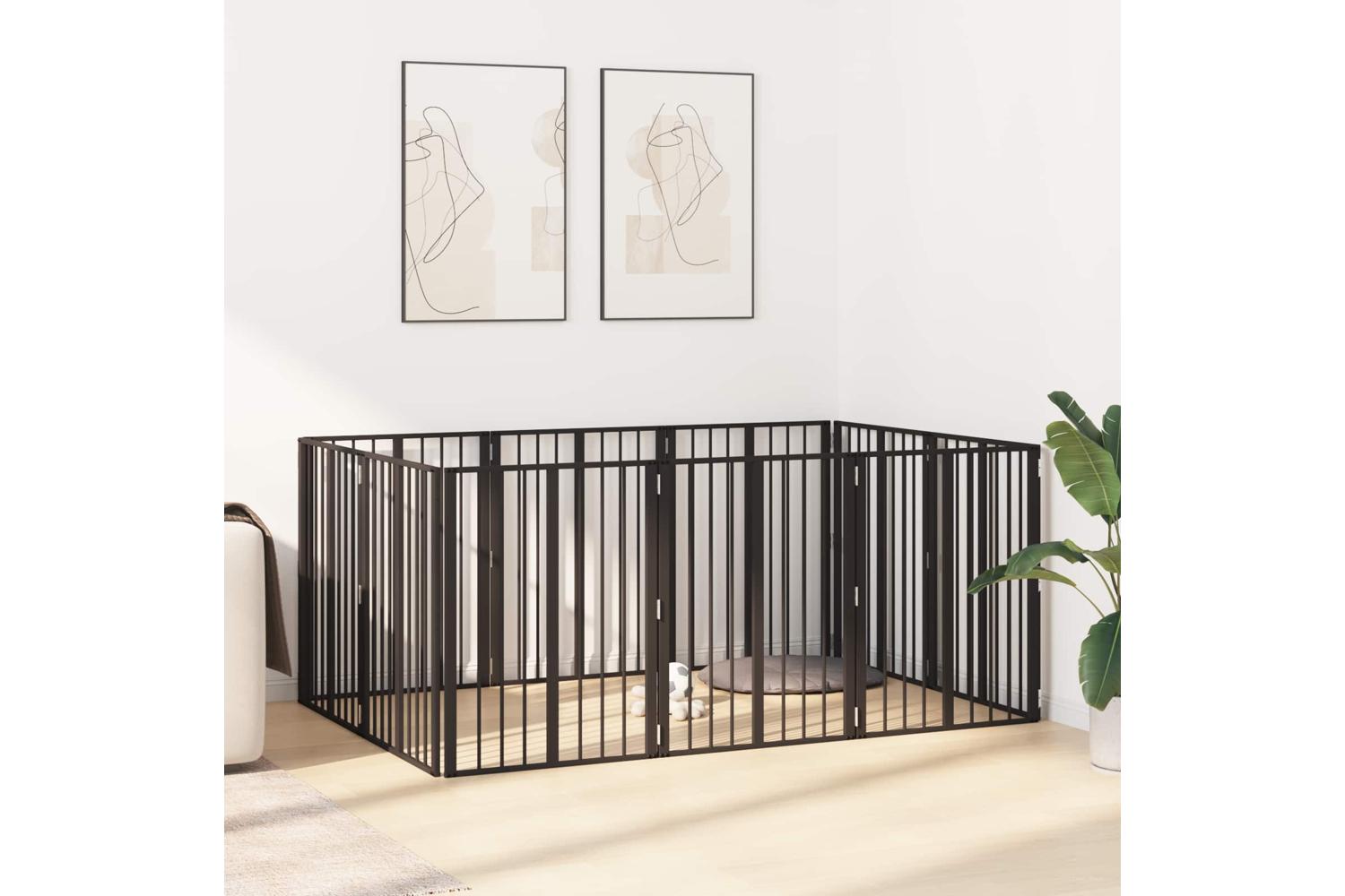 Vidaxl Dog Gate 10 Pcs Black 60 X 80 Cm Galvanised Steel-3