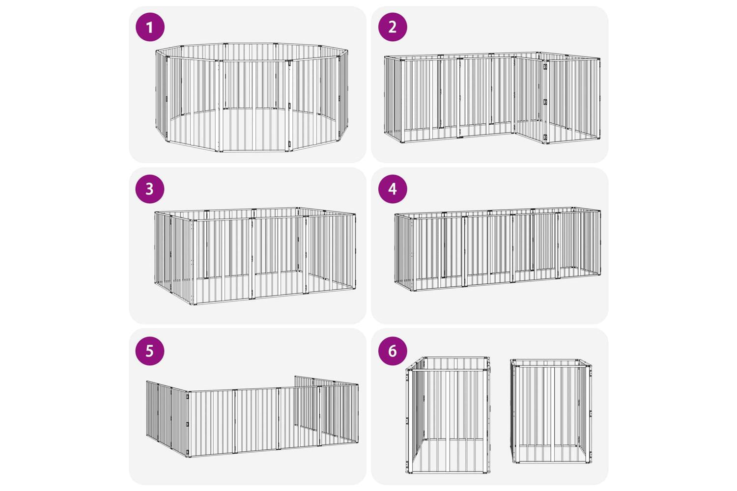 Vidaxl Dog Gate 10 Pcs Black 60 X 80 Cm Galvanised Steel-8