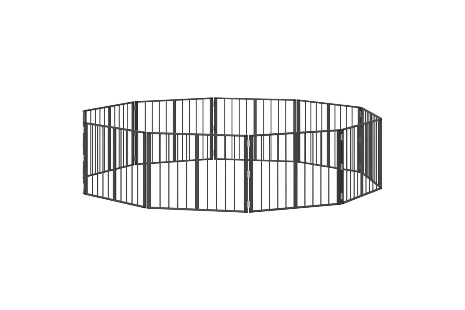 Vidaxl Dog Gate 10 Pcs Black 80 X 60 Cm Galvanised Steel-2