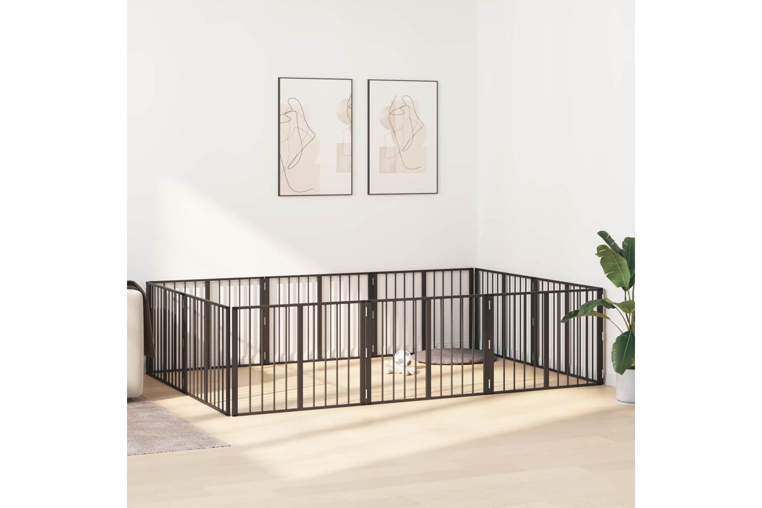Vidaxl Dog Gate 10 Pcs Black 80 X 60 Cm Galvanised Steel-3
