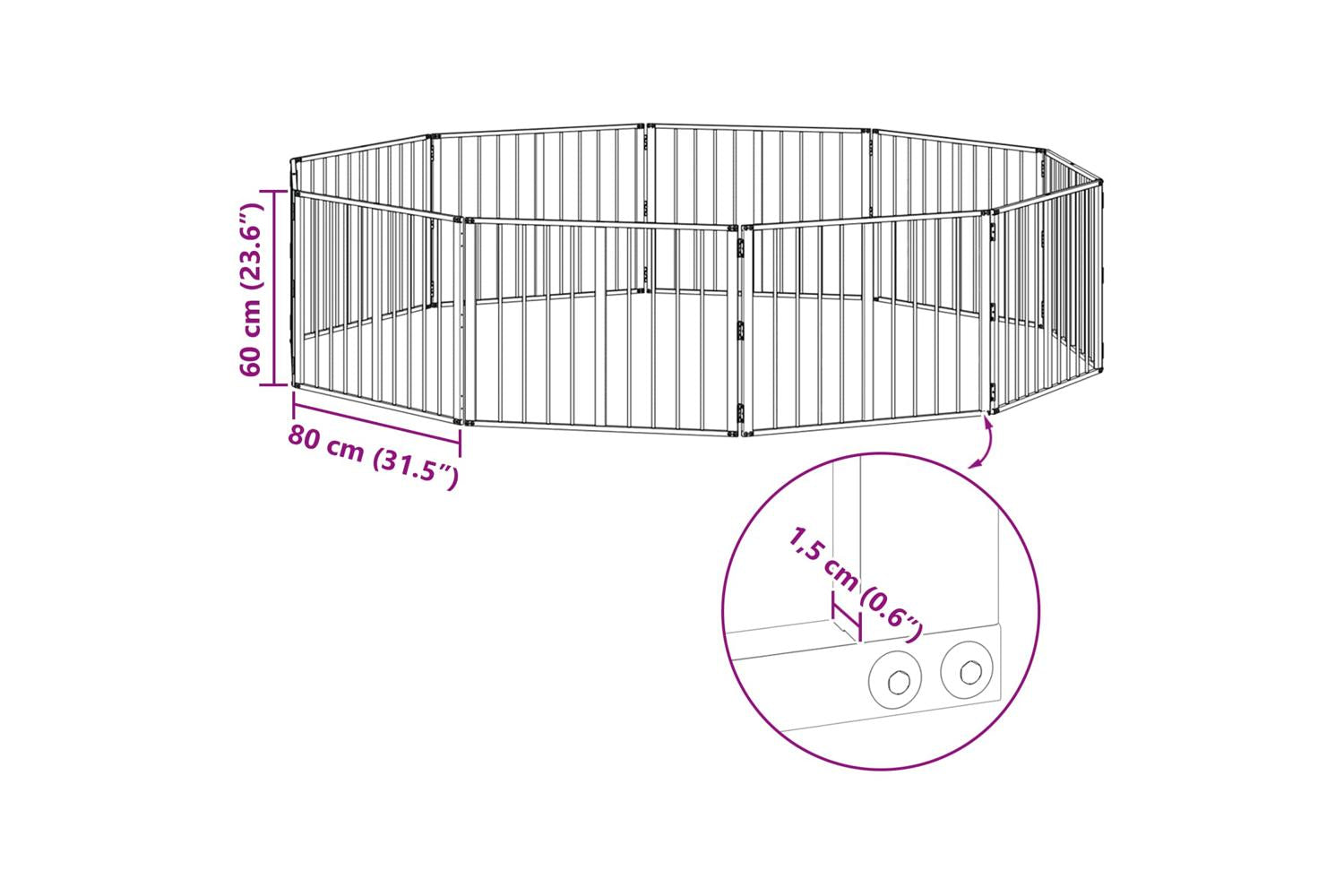 Vidaxl Dog Gate 10 Pcs Black 80 X 60 Cm Galvanised Steel-10