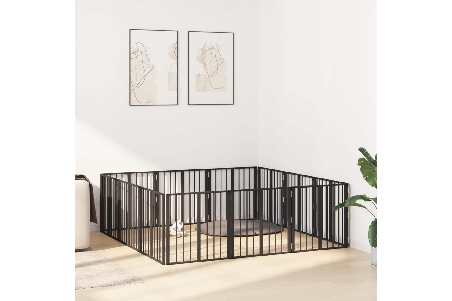 Vidaxl Dog Gate 12 Pcs Black 60 X 60 Cm Galvanised Steel-3