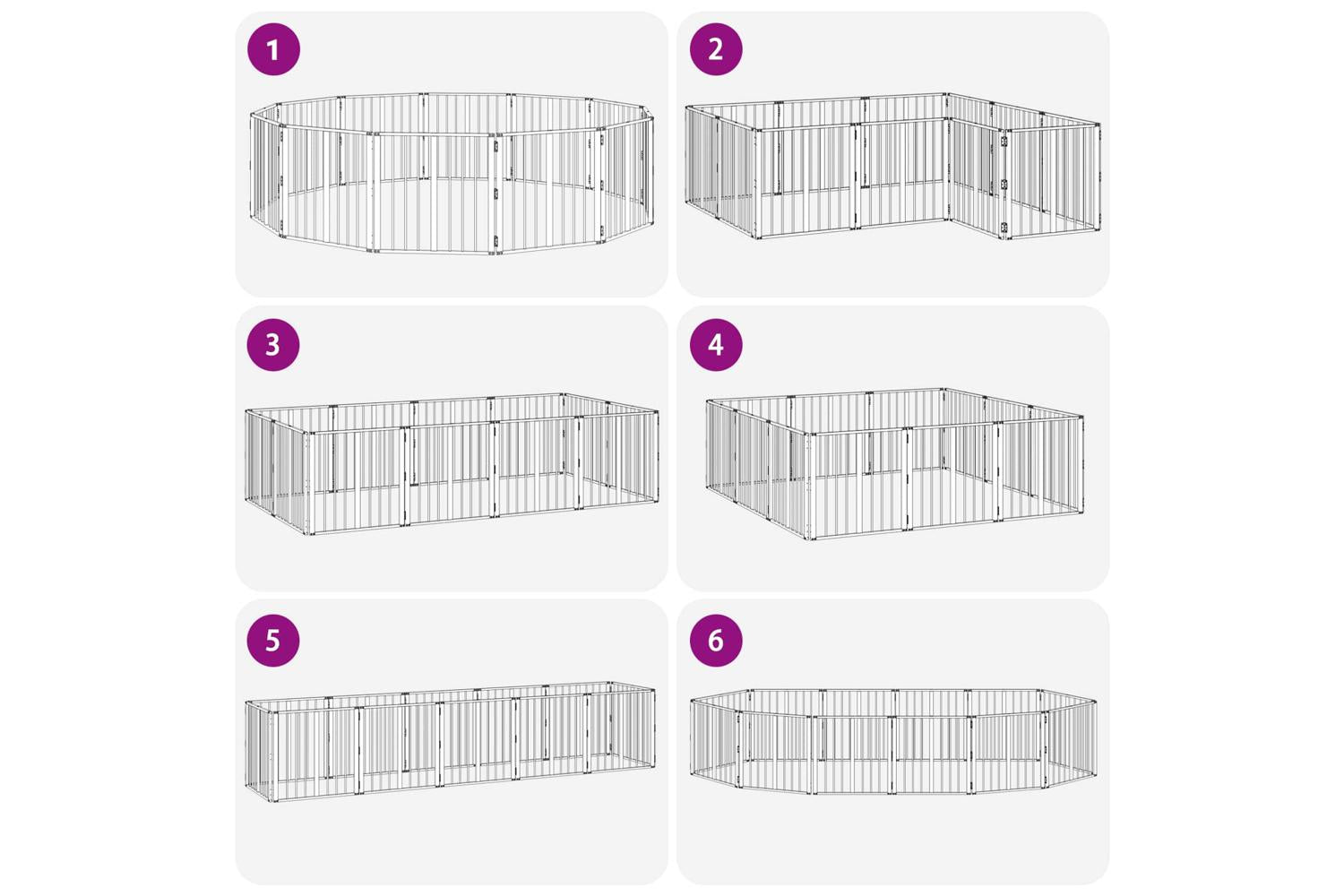 Vidaxl Dog Gate 12 Pcs Black 60 X 60 Cm Galvanised Steel-8