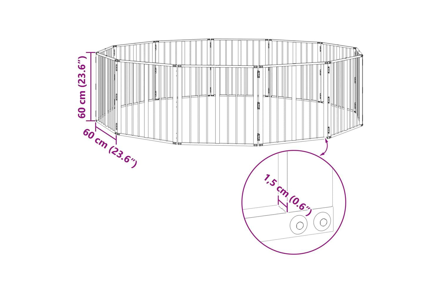Vidaxl Dog Gate 12 Pcs Black 60 X 60 Cm Galvanised Steel-10