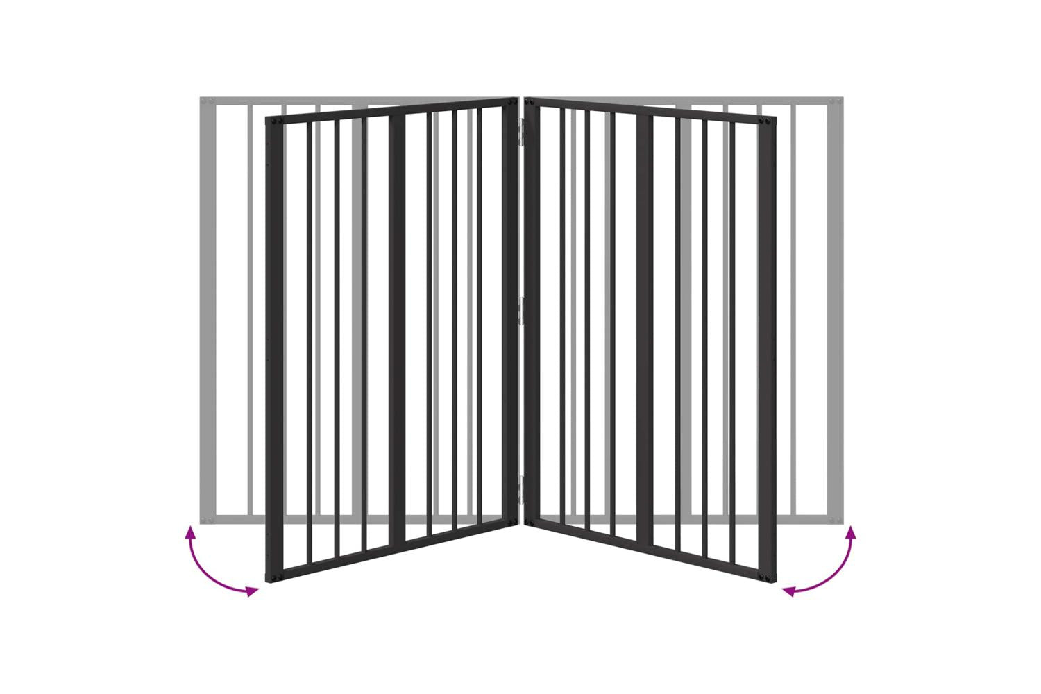 Vidaxl Dog Gate 2 Pcs Black 60 X 80 Cm Galvanised Steel-8