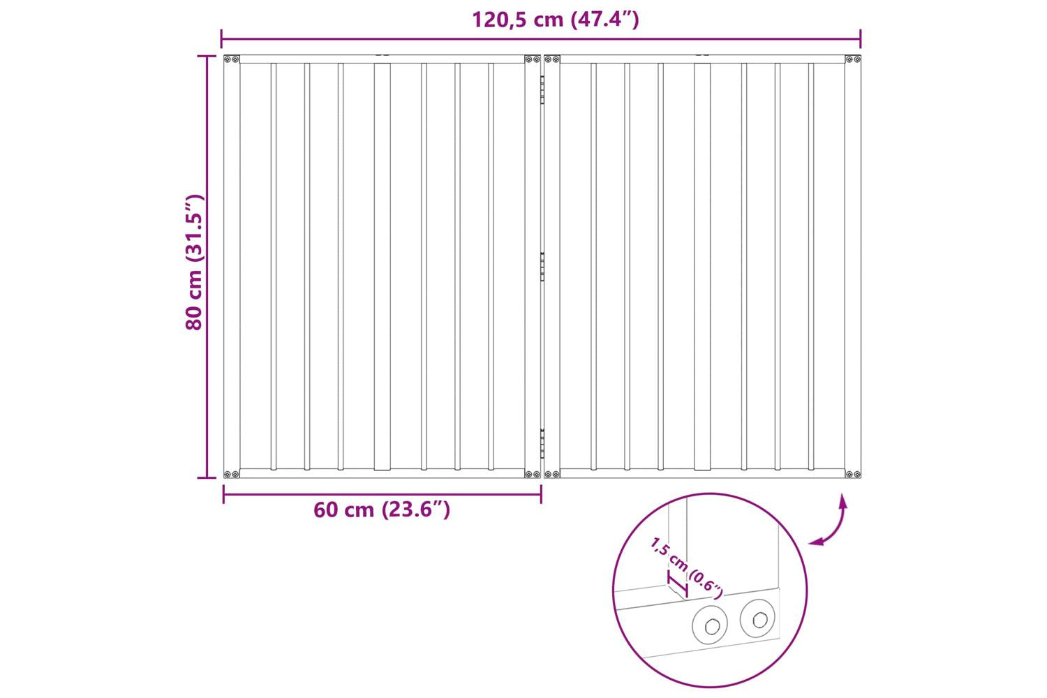 Vidaxl Dog Gate 2 Pcs Black 60 X 80 Cm Galvanised Steel-10