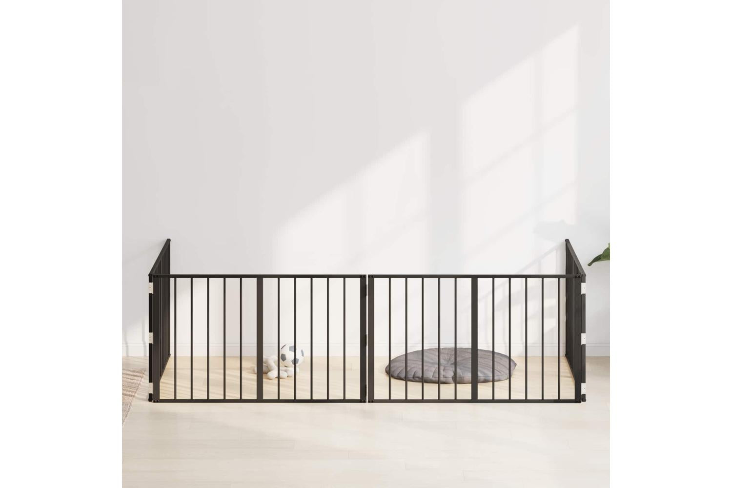 Vidaxl Dog Gate 4 Pcs Black 100 X 60 Cm Galvanised Steel-3
