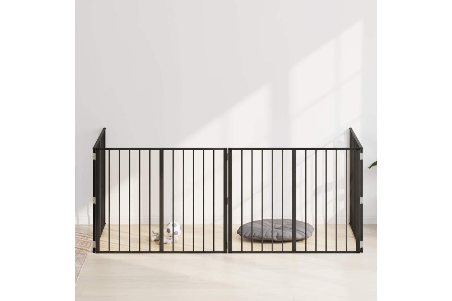 Vidaxl Dog Gate 4 Pcs Black 100 X 80 Cm Galvanised Steel-3