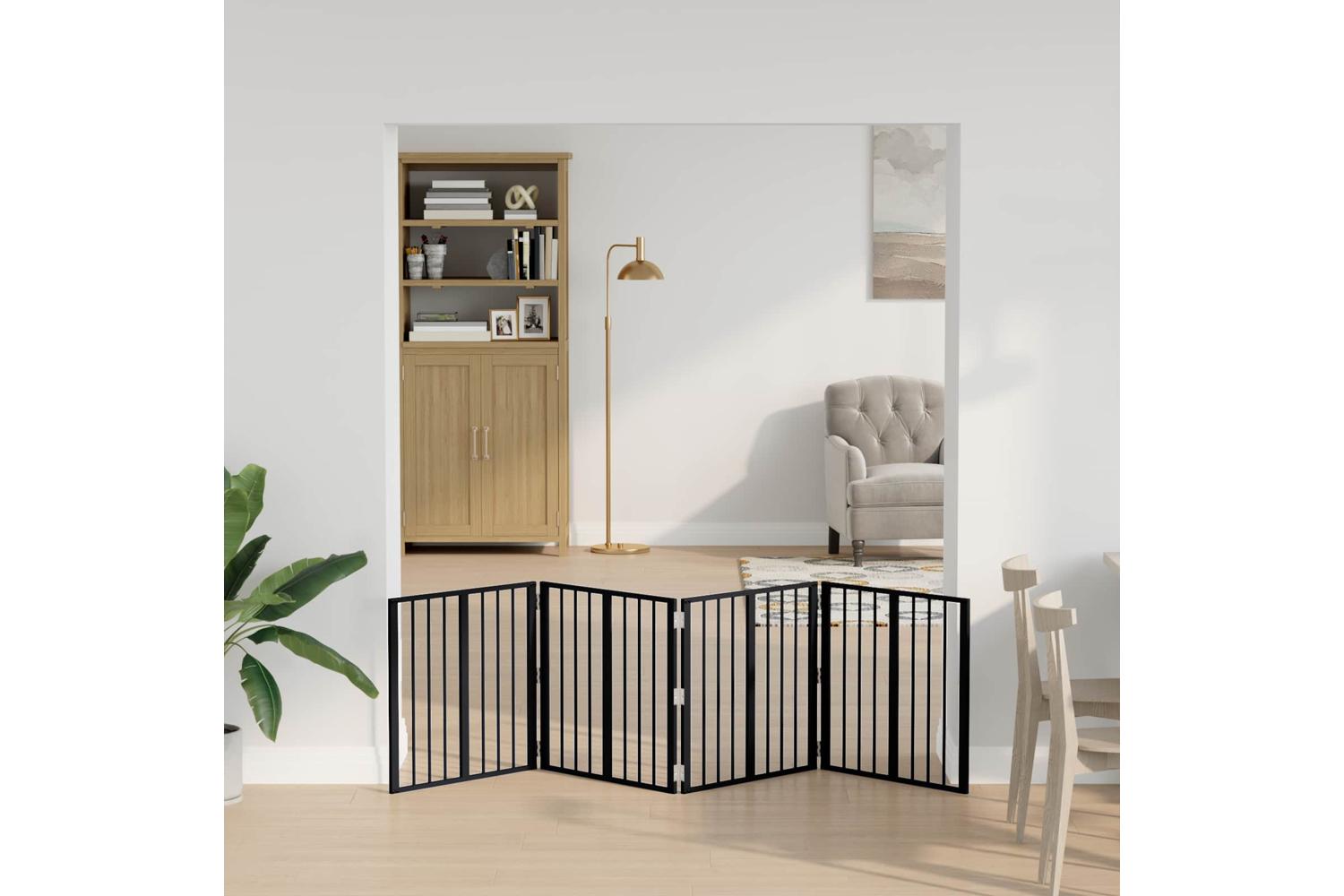 Vidaxl Dog Gate 4 Pcs Black 60 X 60 Cm Galvanised Steel-3
