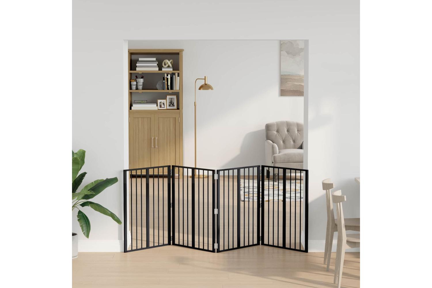 Vidaxl Dog Gate 4 Pcs Black 60 X 80 Cm Galvanised Steel-3