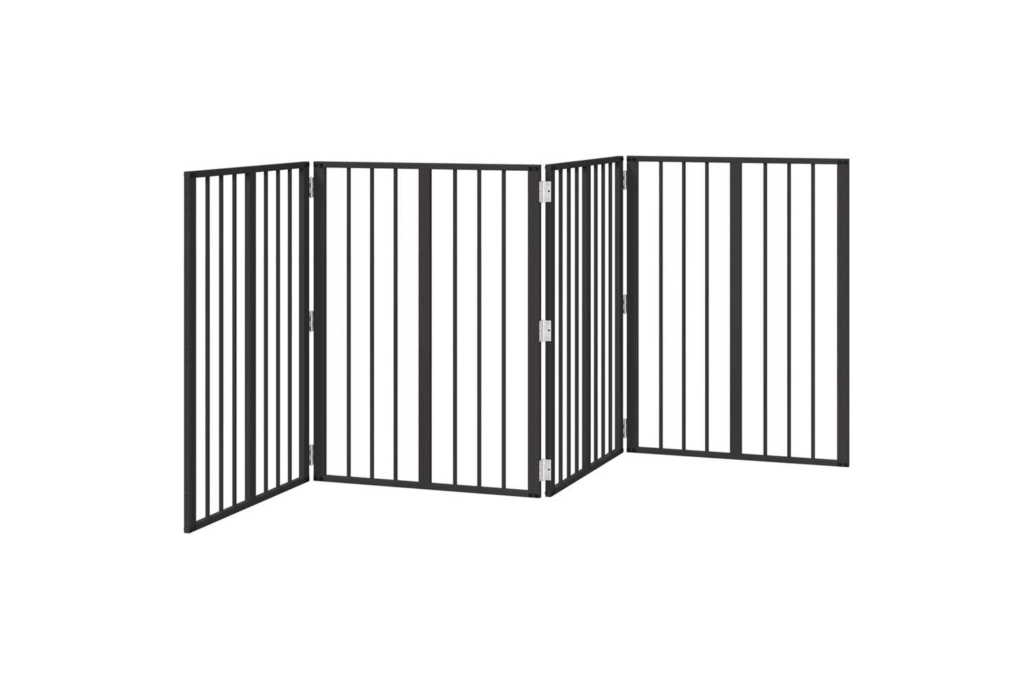 Vidaxl Dog Gate 4 Pcs Black 60 X 80 Cm Galvanised Steel-4