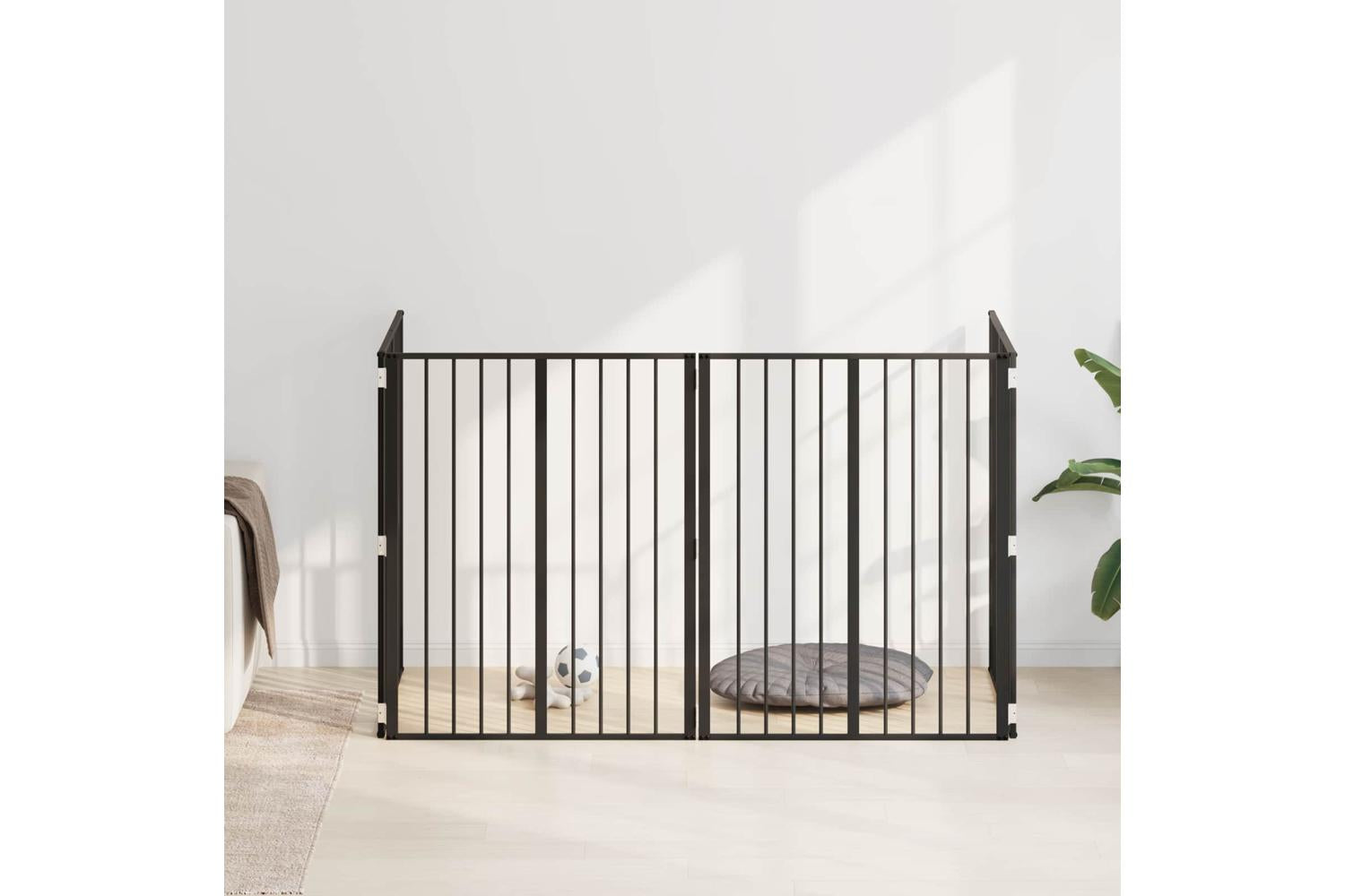 Vidaxl Dog Gate 4 Pcs Black 80 X 100 Cm Galvanised Steel-3
