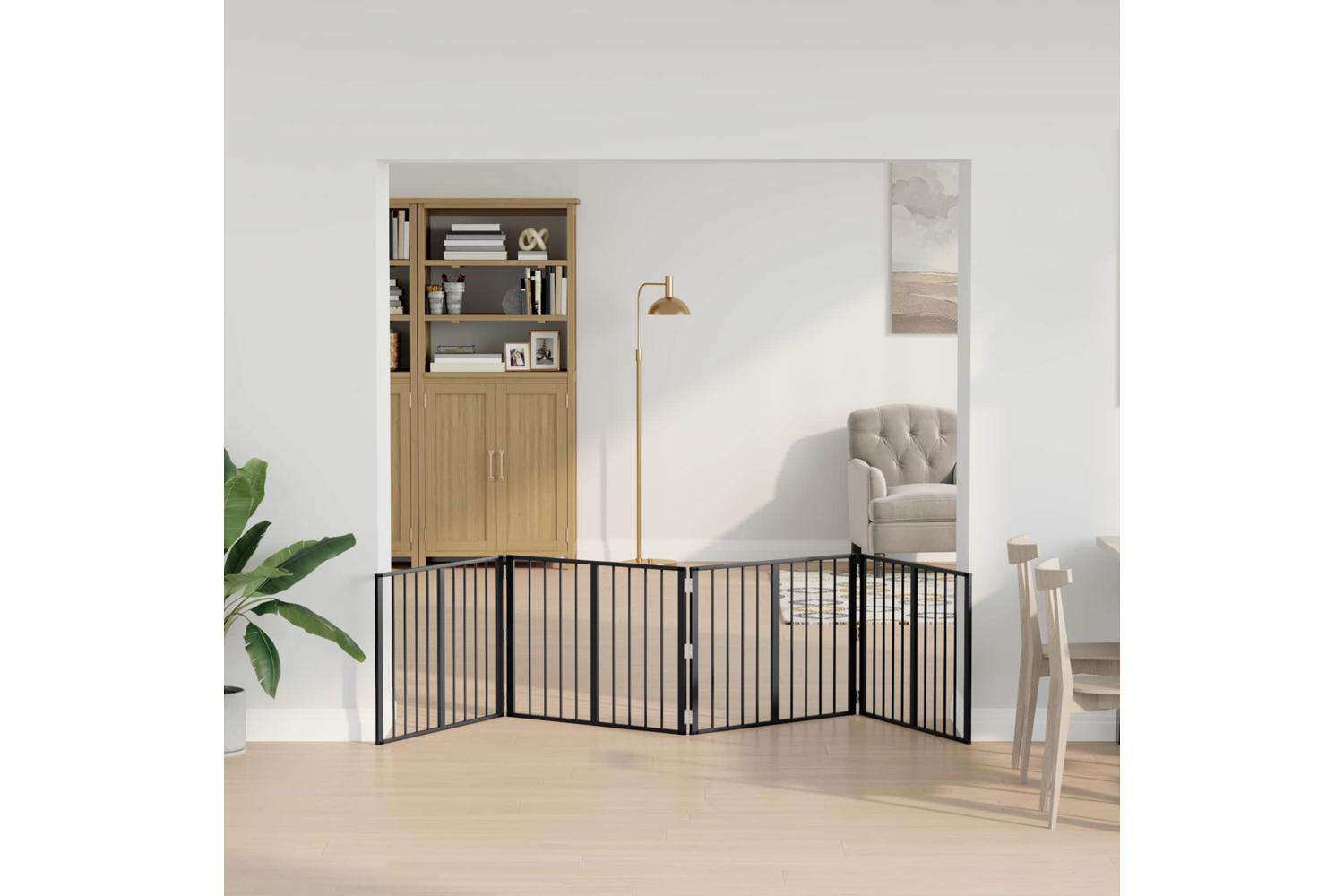Vidaxl Dog Gate 4 Pcs Black 80 X 60 Cm Galvanised Steel-3