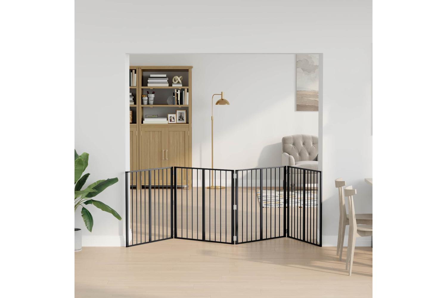 Vidaxl Dog Gate 4 Pcs Black 80 X 80 Cm Galvanised Steel-3