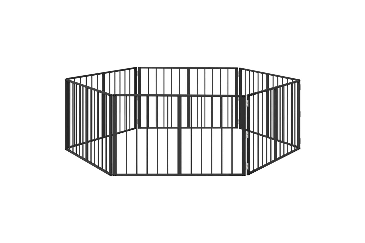 Vidaxl Dog Gate 6 Pcs Black 100 X 60 Cm Galvanised Steel-2