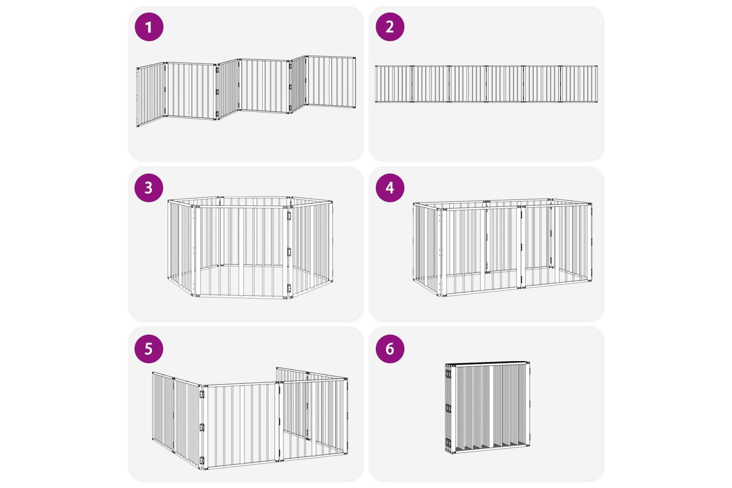 Vidaxl Dog Gate 6 Pcs Black 60 X 60 Cm Galvanised Steel-9
