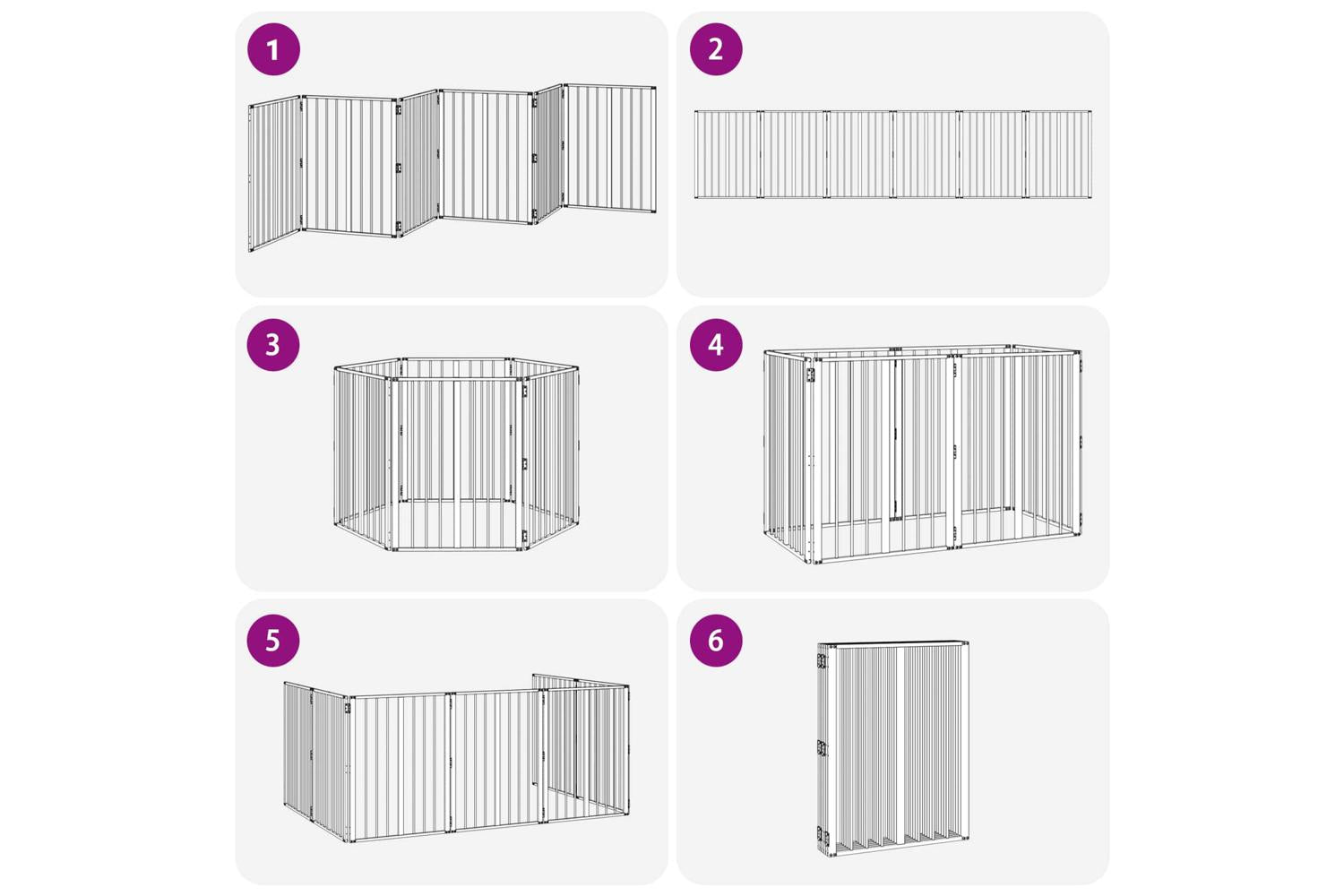 Vidaxl Dog Gate 6 Pcs Black 60 X 80 Cm Galvanised Steel-9