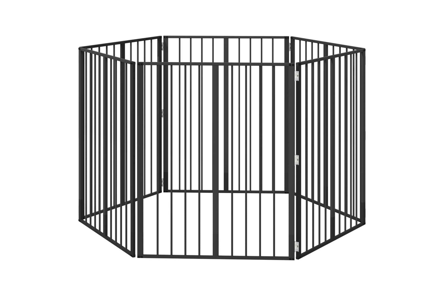 Vidaxl Dog Gate 6 Pcs Black 80 X 100 Cm Galvanised Steel-2