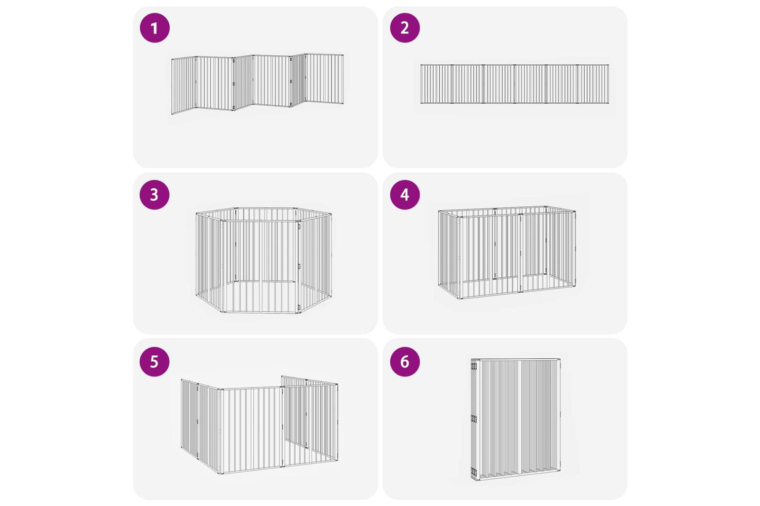 Vidaxl Dog Gate 6 Pcs Black 80 X 100 Cm Galvanised Steel-9