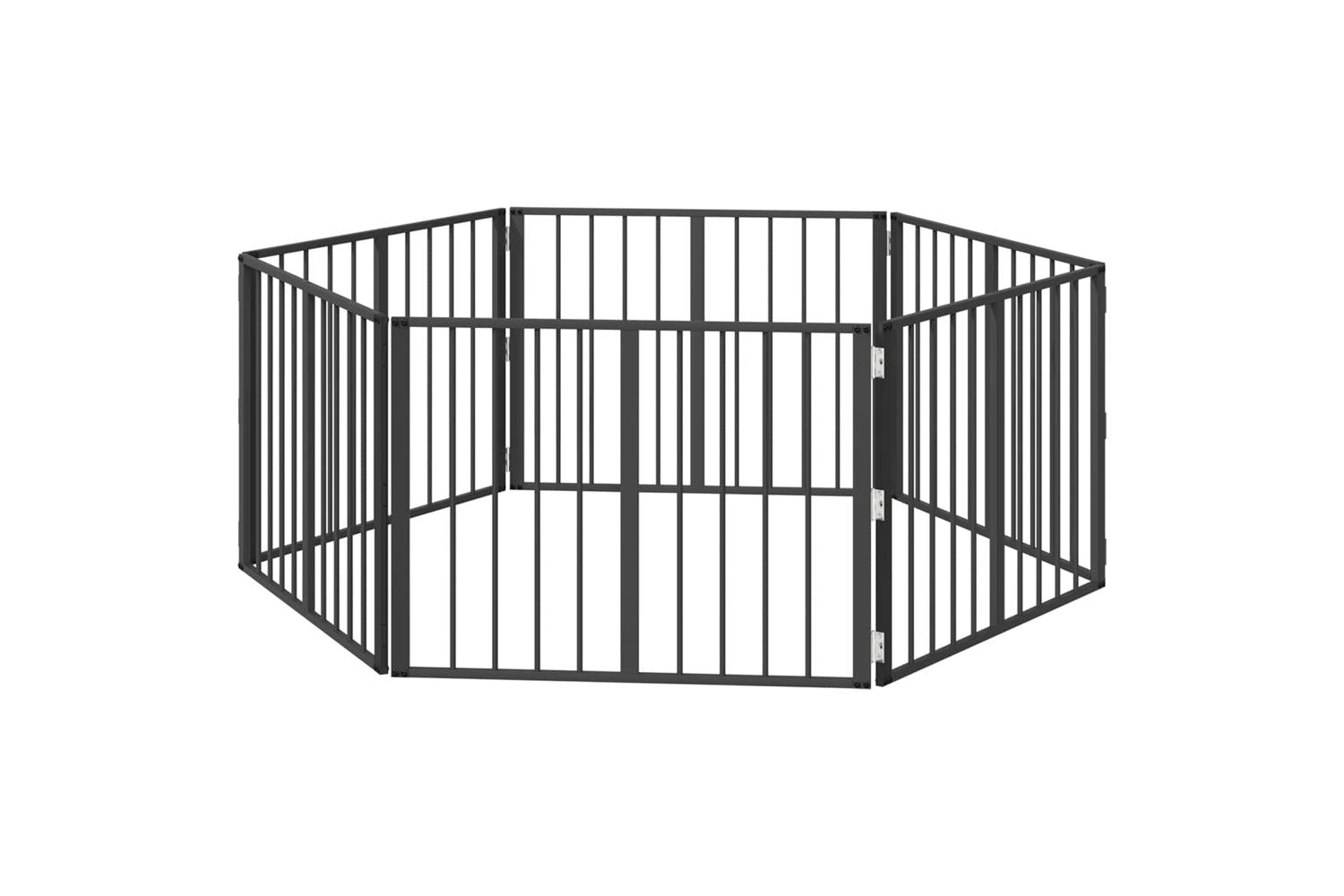 Vidaxl Dog Gate 6 Pcs Black 80 X 60 Cm Galvanised Steel