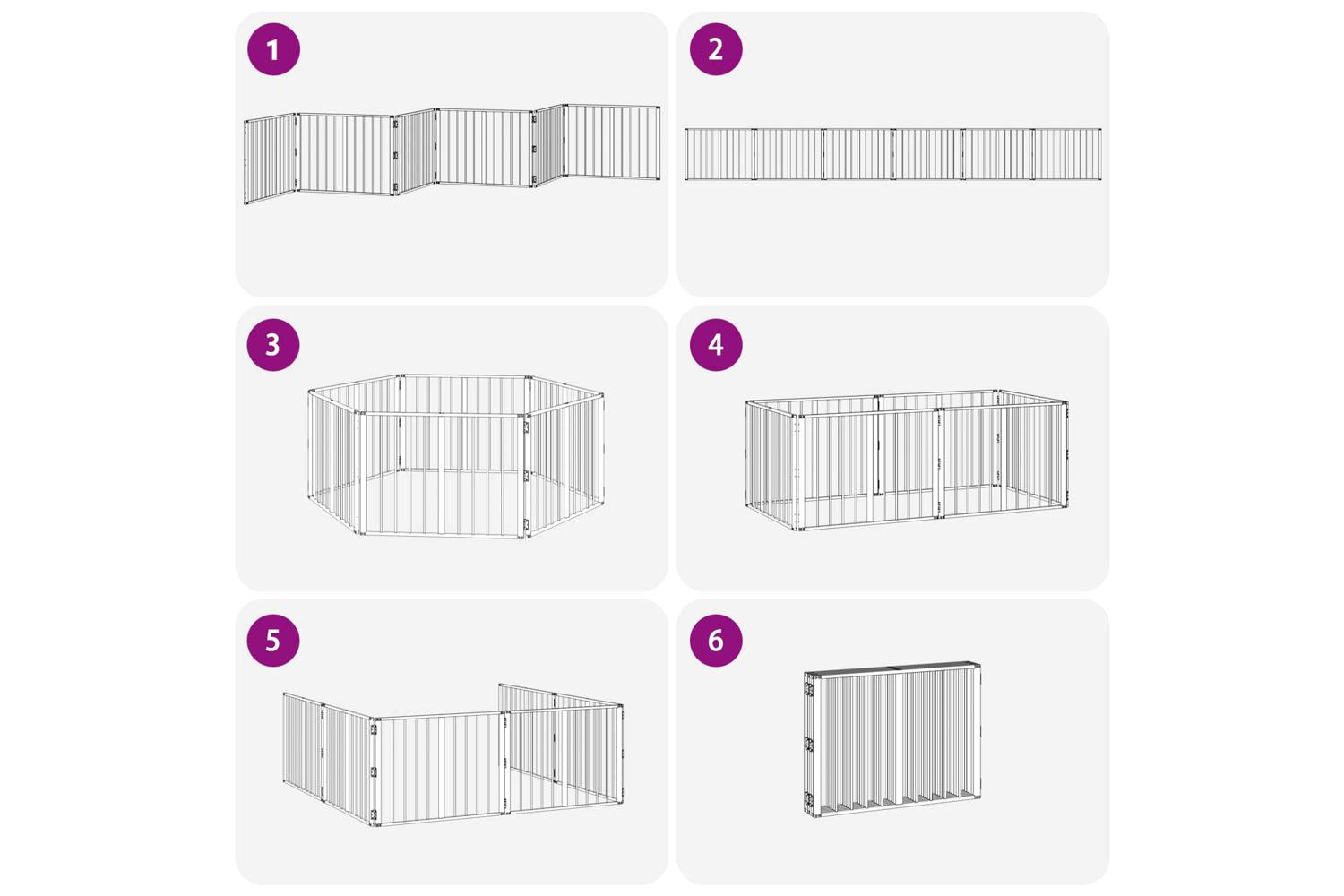 Vidaxl Dog Gate 6 Pcs Black 80 X 60 Cm Galvanised Steel-9