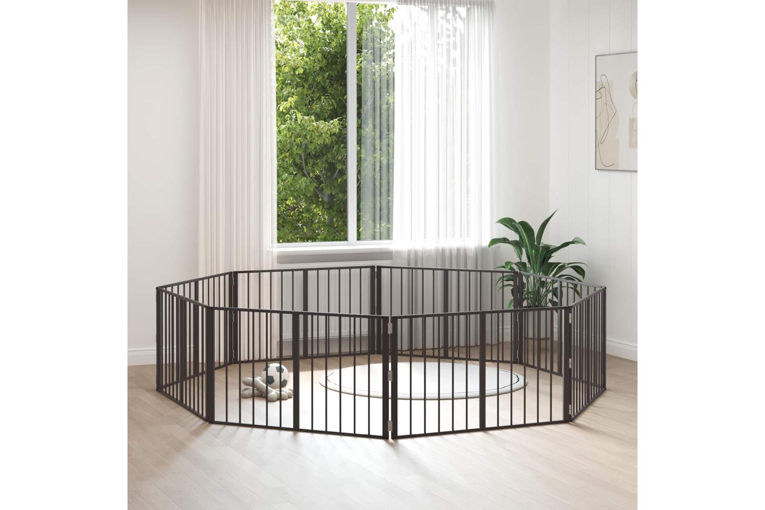 Vidaxl Dog Gate 8 Pcs Black 100 X 60 Cm Galvanised Steel-3