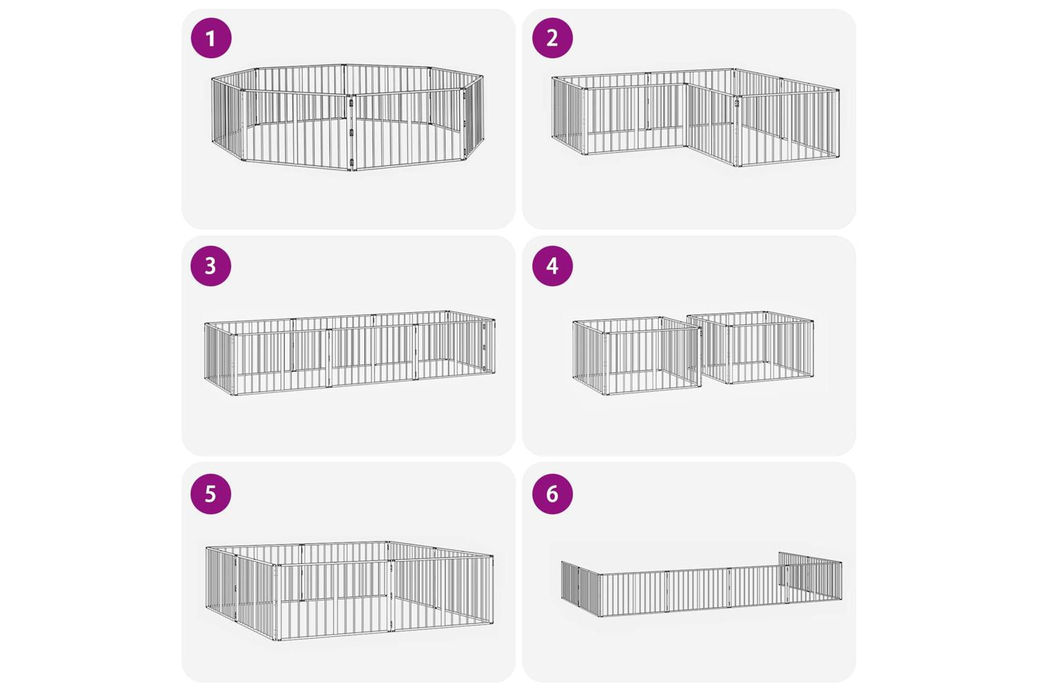 Vidaxl Dog Gate 8 Pcs Black 100 X 60 Cm Galvanised Steel-8