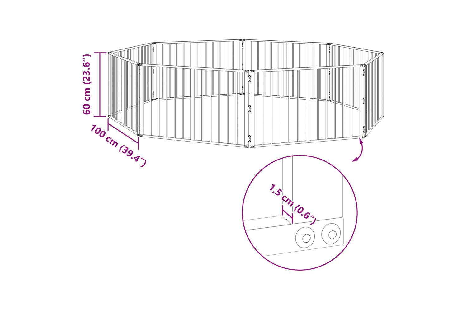 Vidaxl Dog Gate 8 Pcs Black 100 X 60 Cm Galvanised Steel-10