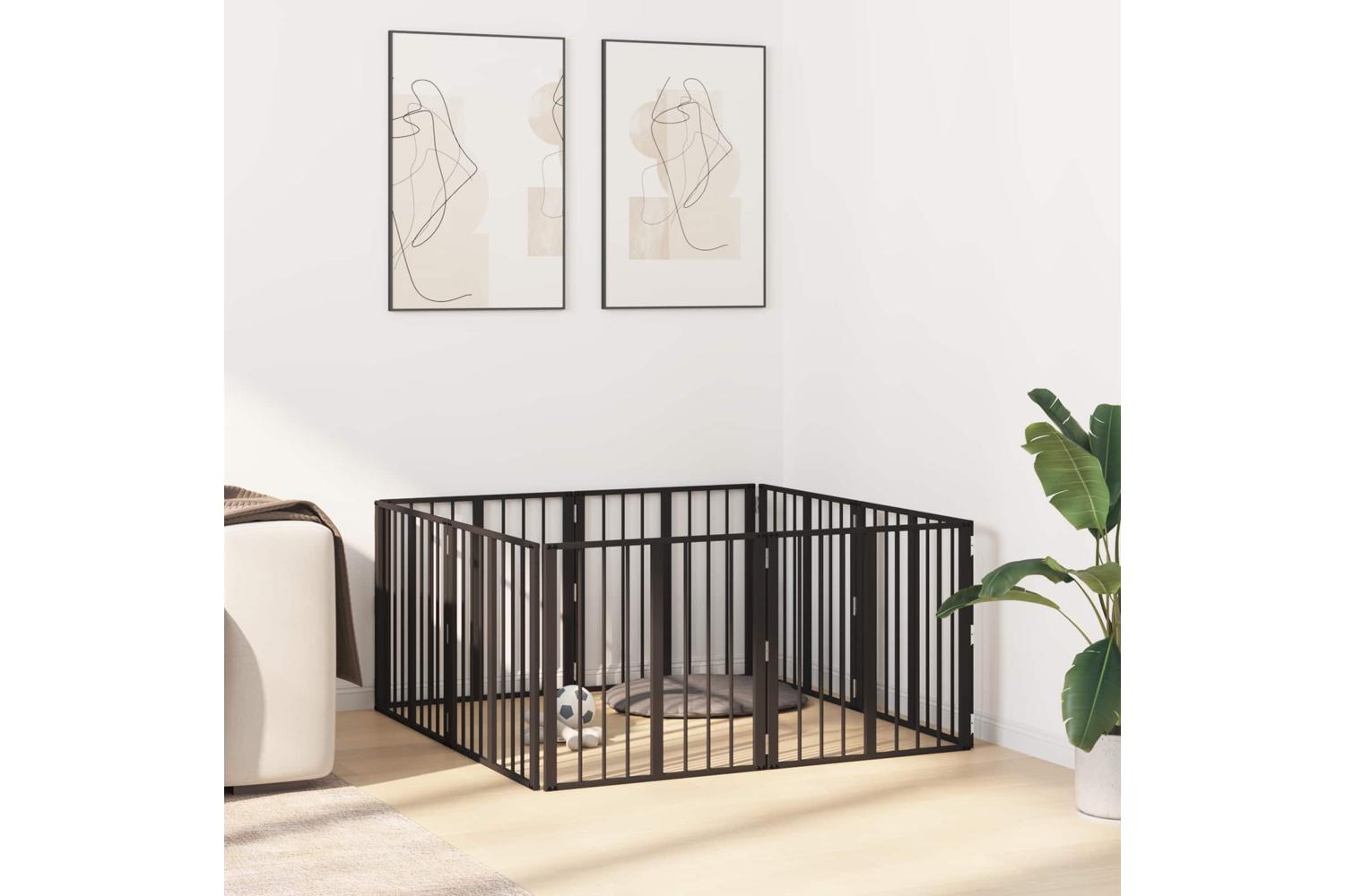 Vidaxl Dog Gate 8 Pcs Black 60 X 60 Cm Galvanised Steel-3