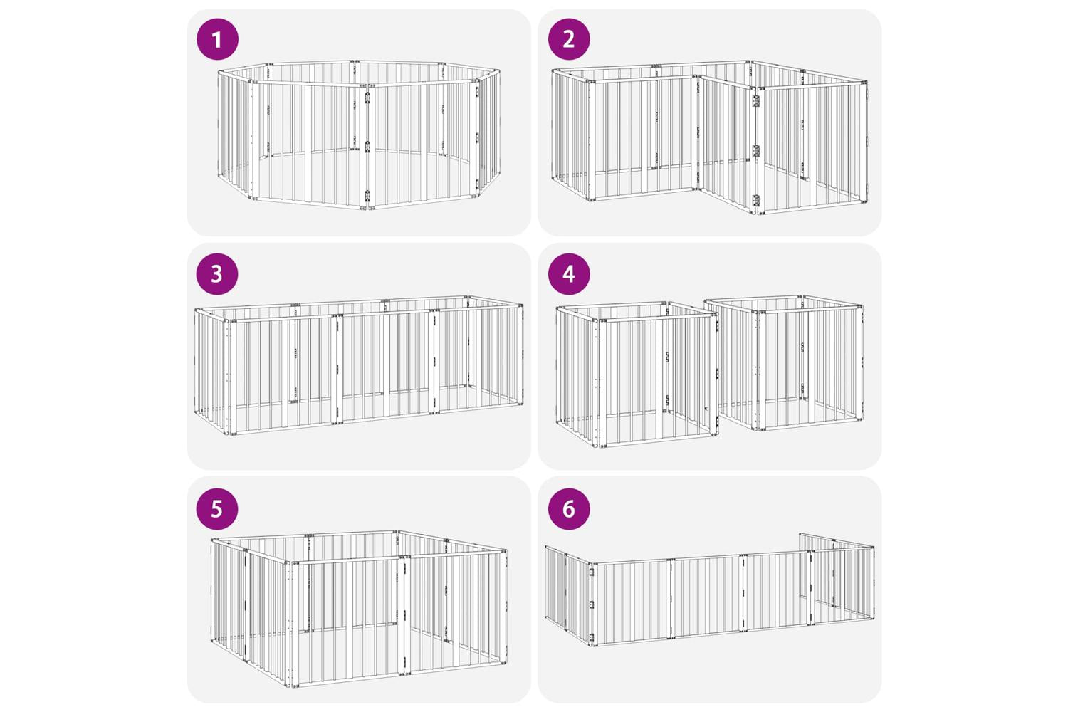 Vidaxl Dog Gate 8 Pcs Black 60 X 60 Cm Galvanised Steel-8