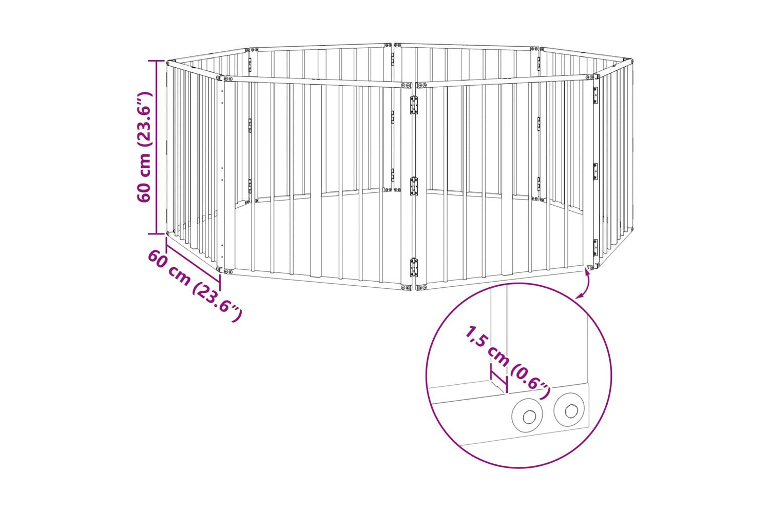 Vidaxl Dog Gate 8 Pcs Black 60 X 60 Cm Galvanised Steel-10