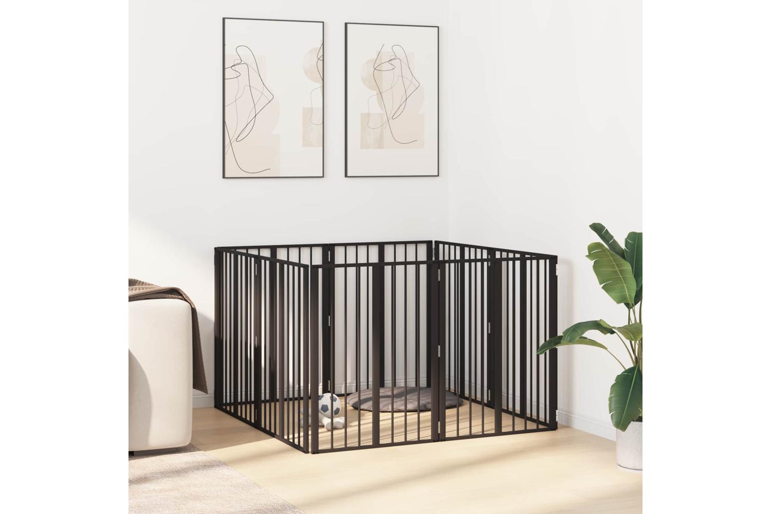 Vidaxl Dog Gate 8 Pcs Black 60 X 80 Cm Galvanised Steel-3