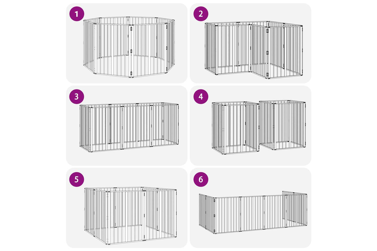 Vidaxl Dog Gate 8 Pcs Black 60 X 80 Cm Galvanised Steel-8