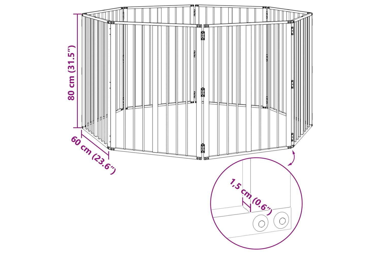 Vidaxl Dog Gate 8 Pcs Black 60 X 80 Cm Galvanised Steel-10