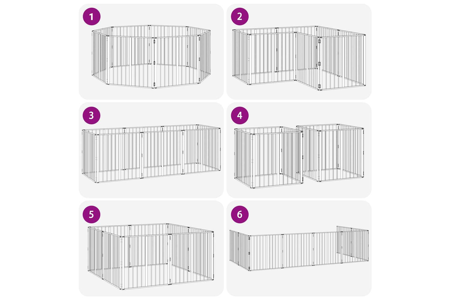 Vidaxl Dog Gate 8 Pcs Black 80 X 80 Cm Galvanised Steel-8