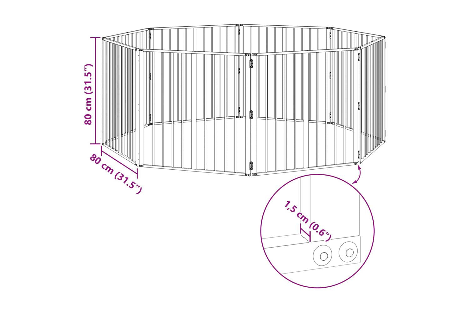 Vidaxl Dog Gate 8 Pcs Black 80 X 80 Cm Galvanised Steel-10