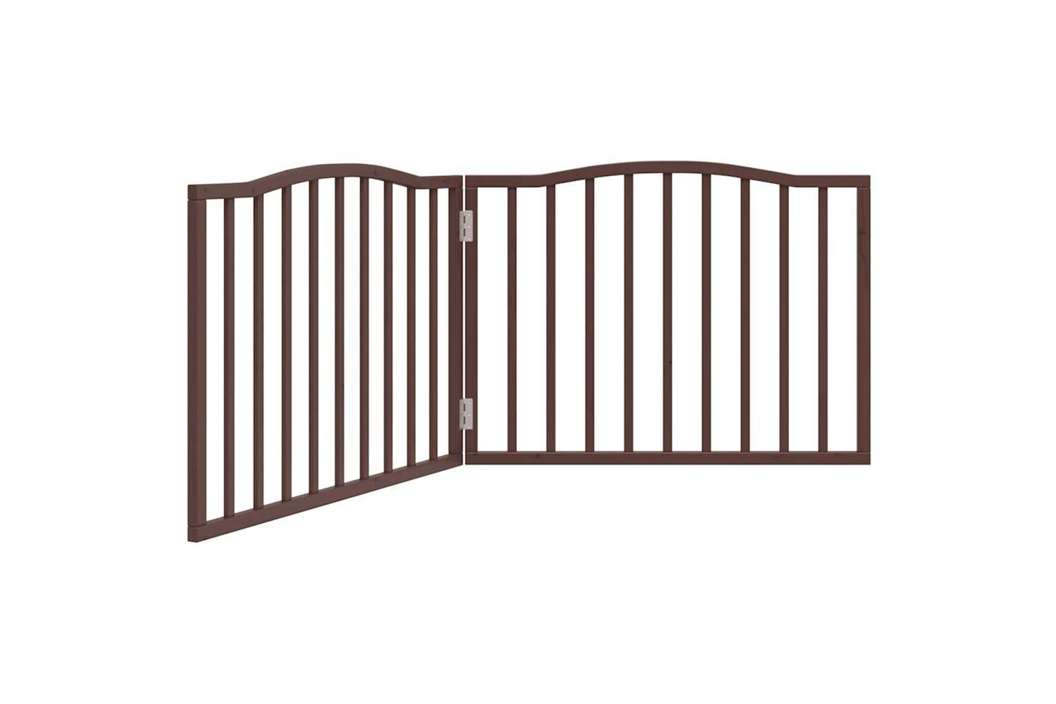 Vidaxl Dog Gate Foldable 2 Panels Brown Oak 160 Cm Poplar Wood-2